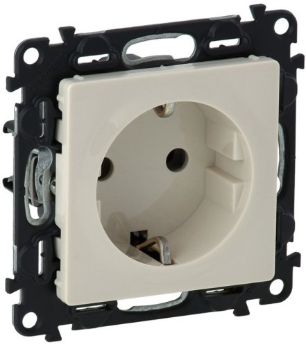 Розетка с заземлением без рамки Legrand Valena Life 1-м. шторки слоновая кость картинка